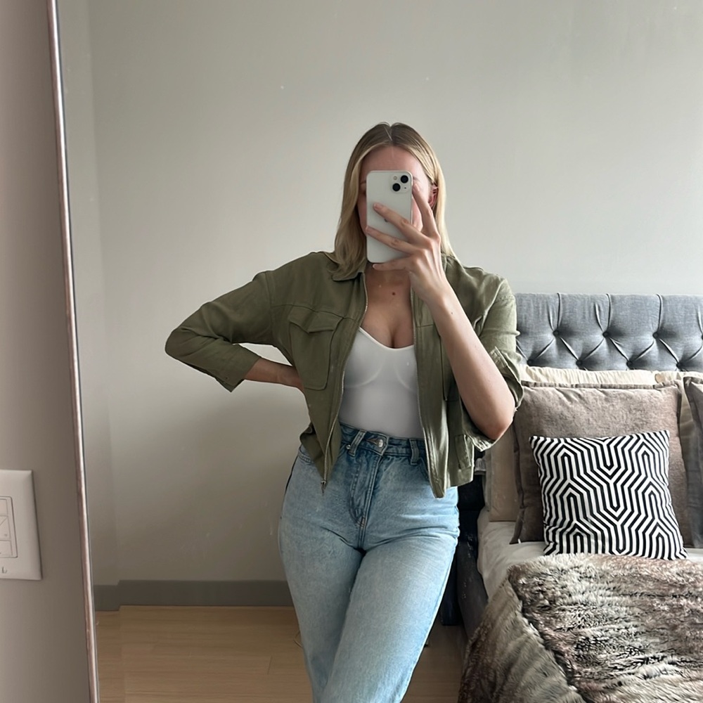Zara Green Zip Up Jacket